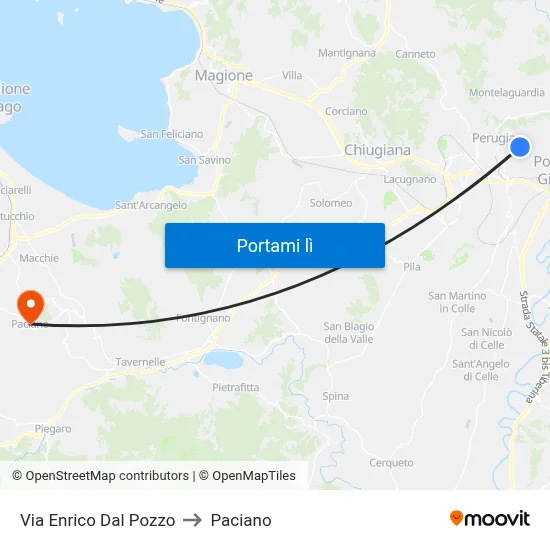 Via Enrico Dal Pozzo to Paciano map