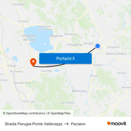 Strada Perugia-Ponte Valleceppi to Paciano map