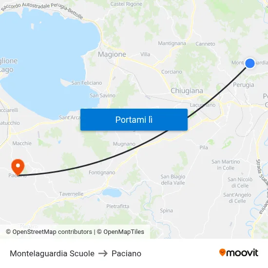 Montelaguardia Scuole to Paciano map