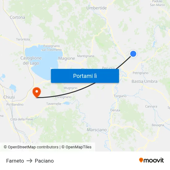 Farneto to Paciano map