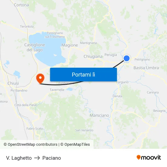 V. Laghetto to Paciano map