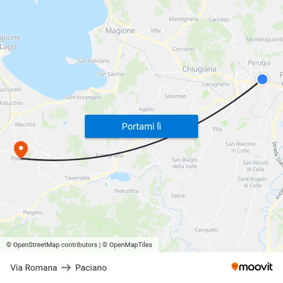 Via Romana to Paciano map