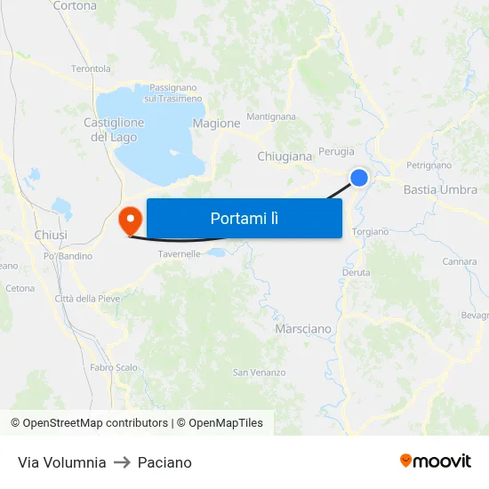 Via Volumnia to Paciano map