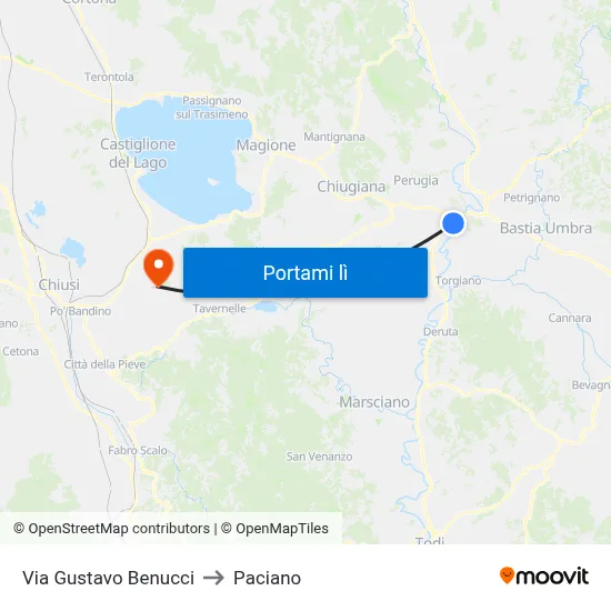 Via Gustavo Benucci to Paciano map