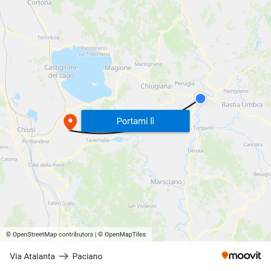 Via Atalanta to Paciano map