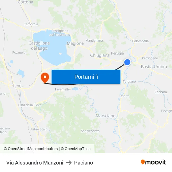 Via Alessandro Manzoni to Paciano map