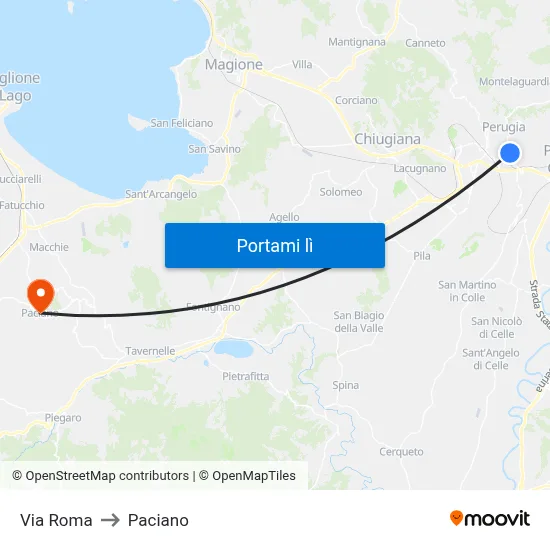 Via Roma to Paciano map
