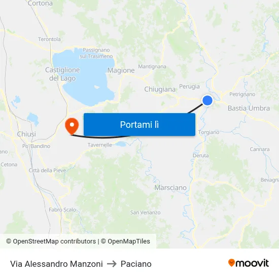 Via Alessandro Manzoni to Paciano map