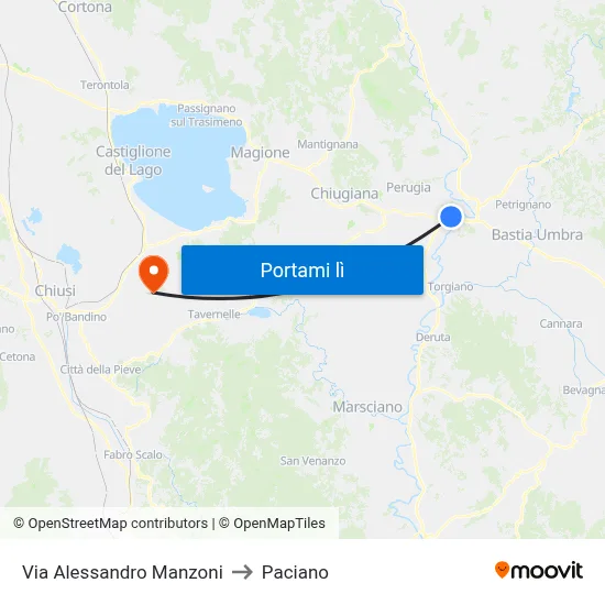Via Alessandro Manzoni to Paciano map