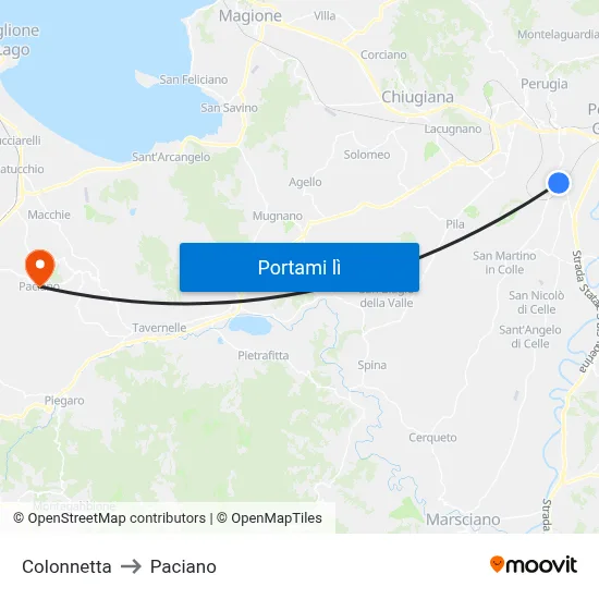 Colonnetta to Paciano map