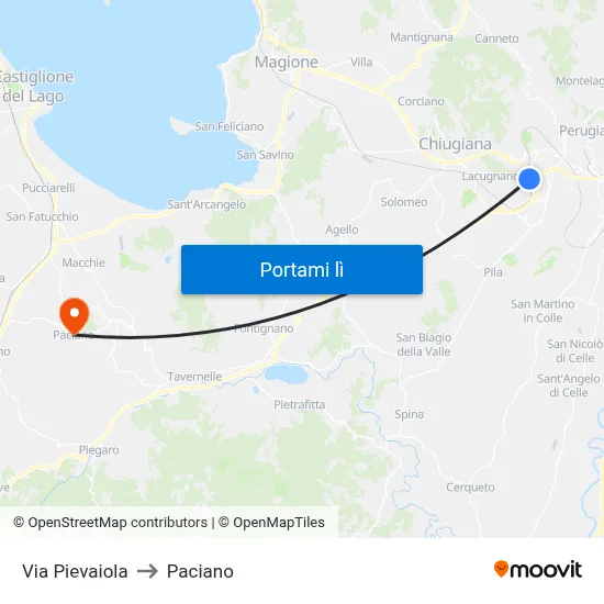 Via Pievaiola to Paciano map