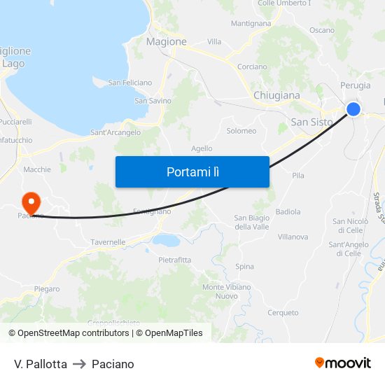 V. Pallotta to Paciano map