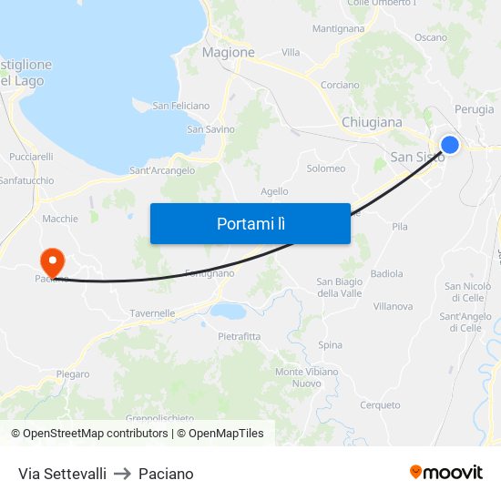 Via Settevalli to Paciano map