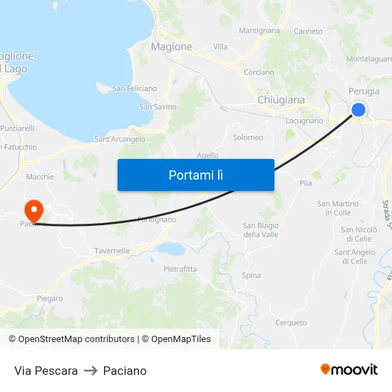 Via Pescara to Paciano map