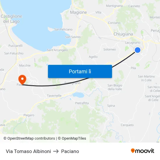 Via Tomaso Albinoni to Paciano map