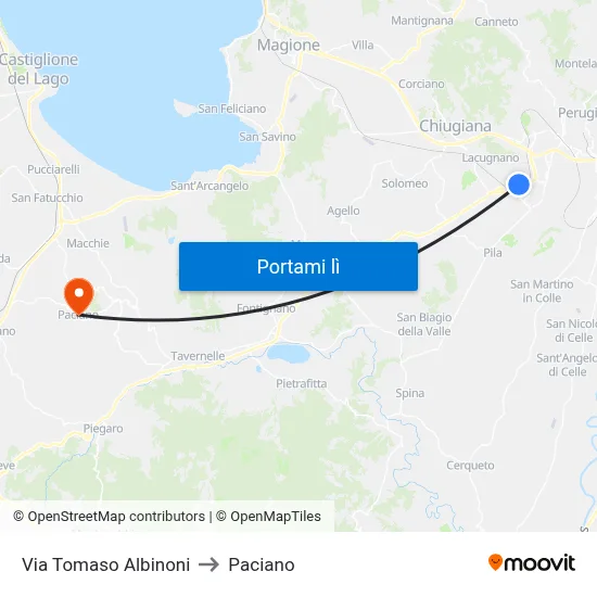 Via Tomaso Albinoni to Paciano map