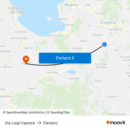 Via Luigi Caprera to Paciano map