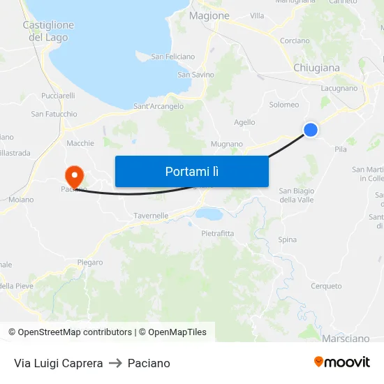 Via Luigi Caprera to Paciano map