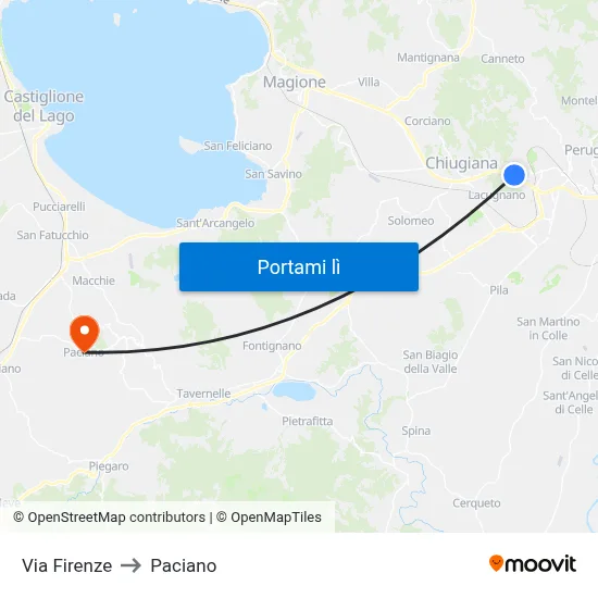 Via Firenze to Paciano map