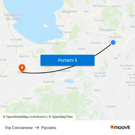 Via Corcianese to Paciano map