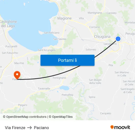Via Firenze to Paciano map