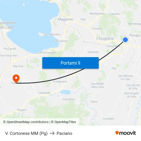V. Cortonese M​M (Pg) to Paciano map