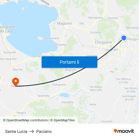 Santa Lucia to Paciano map
