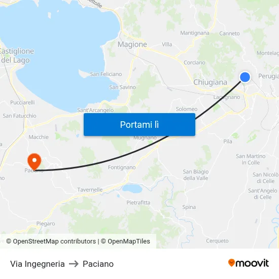 Via Ingegneria to Paciano map
