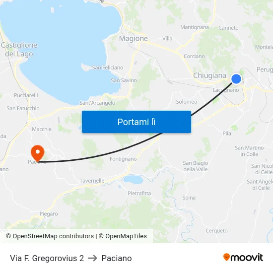 Via F. Gregorovius 2 to Paciano map