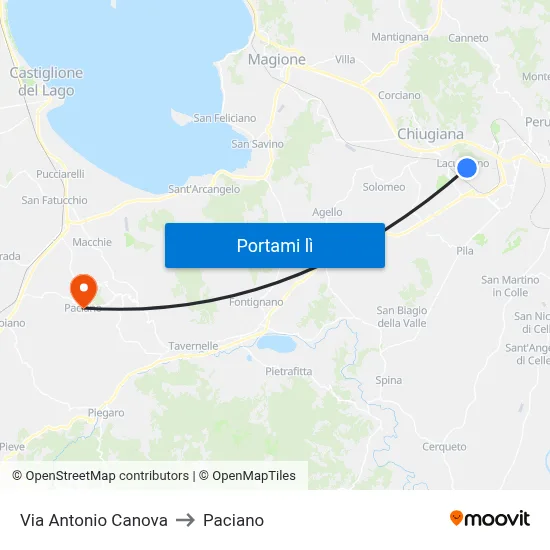 Via Antonio Canova to Paciano map