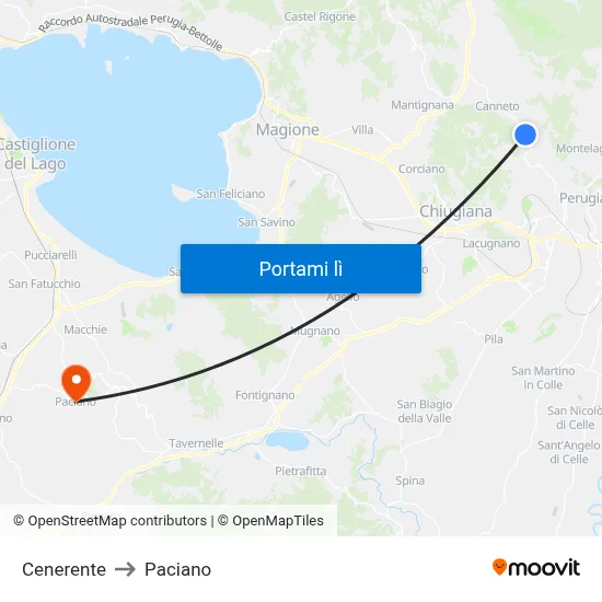 Cenerente to Paciano map