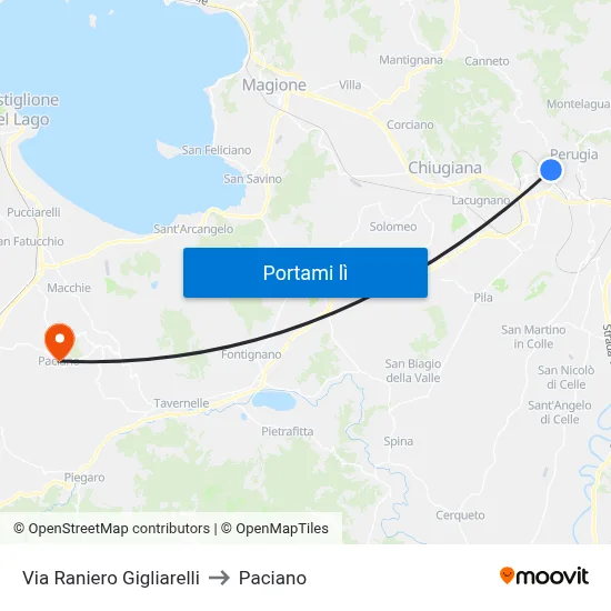 Via Raniero Gigliarelli to Paciano map