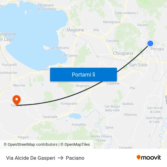 Via Alcide De Gasperi to Paciano map