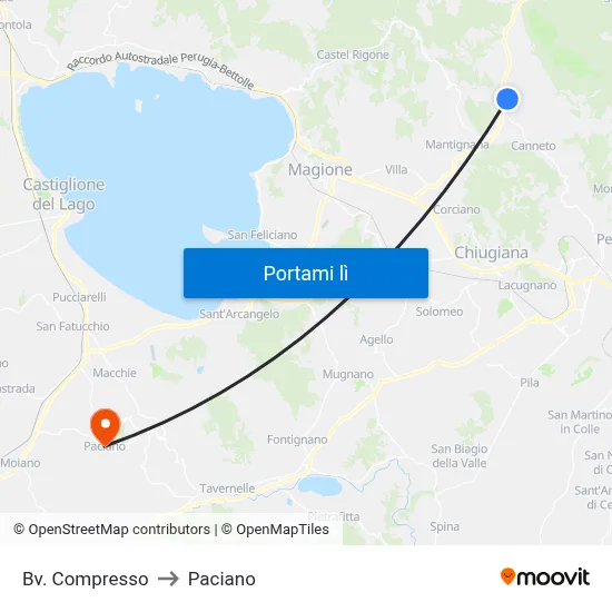 Bv. Compresso to Paciano map