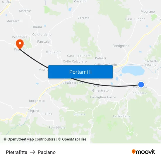 Pietrafitta to Paciano map