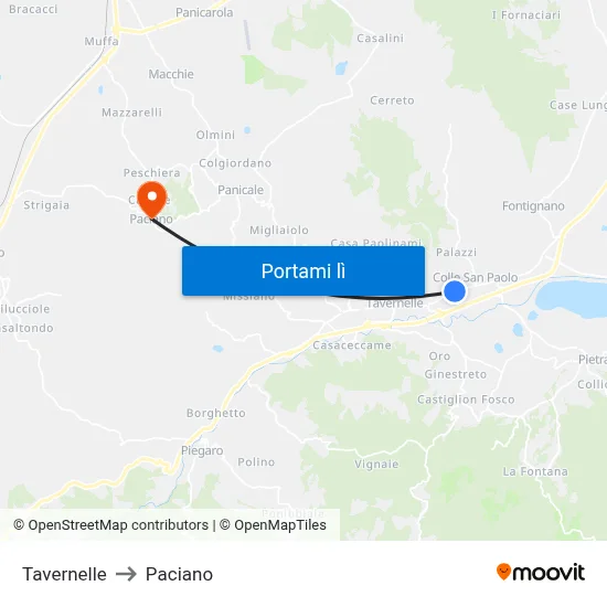 Tavernelle to Paciano map