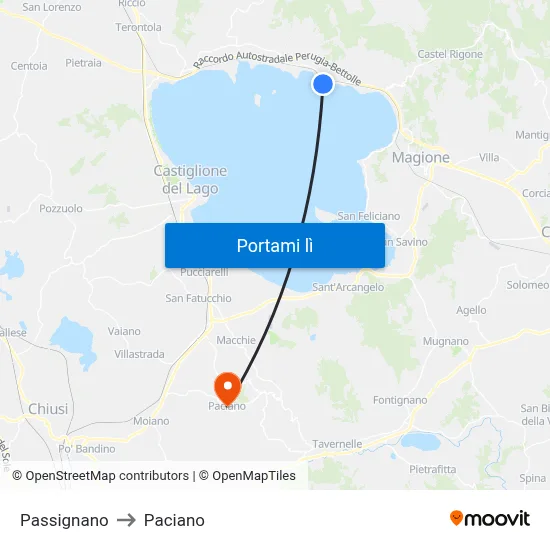 Passignano to Paciano map