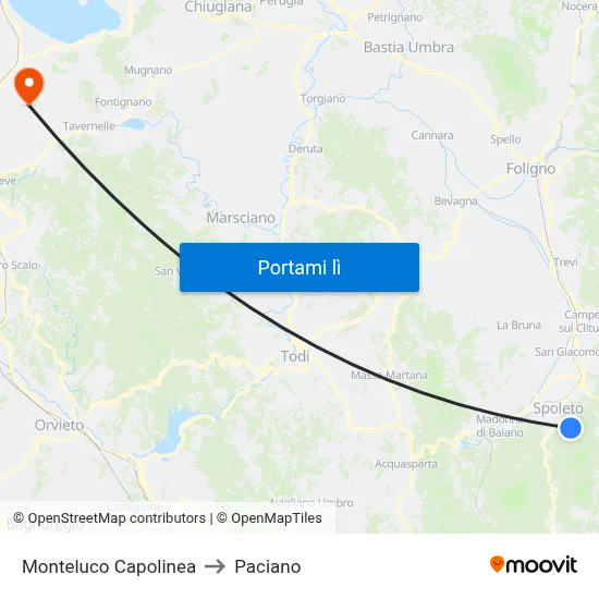 Monteluco Capolinea to Paciano map