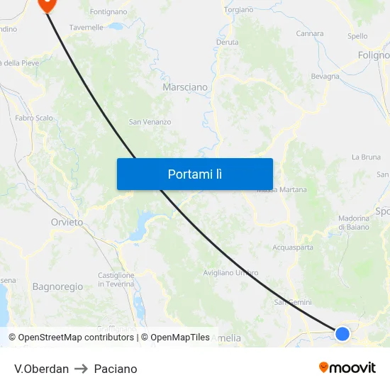 V.Oberdan to Paciano map