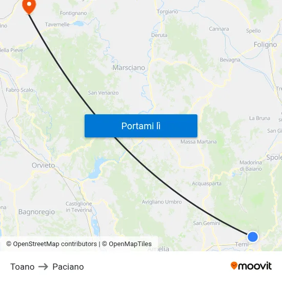 Toano to Paciano map