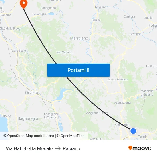 Via Gabelletta Mesale to Paciano map