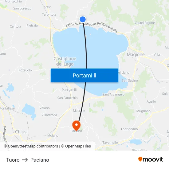 Tuoro to Paciano map