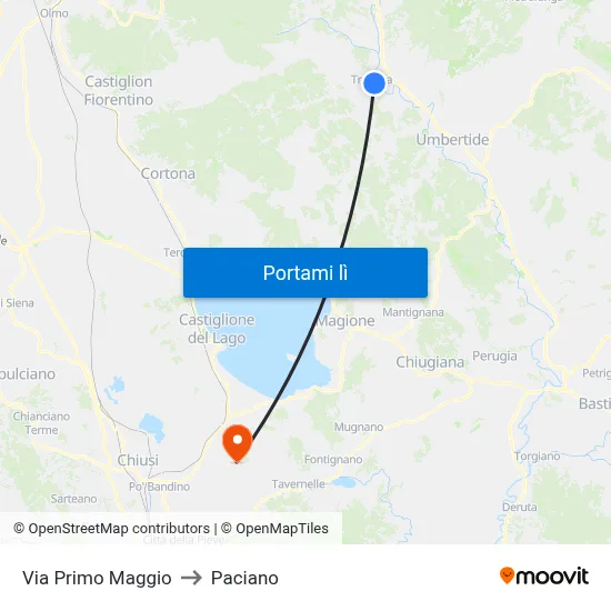 Via Primo Maggio to Paciano map