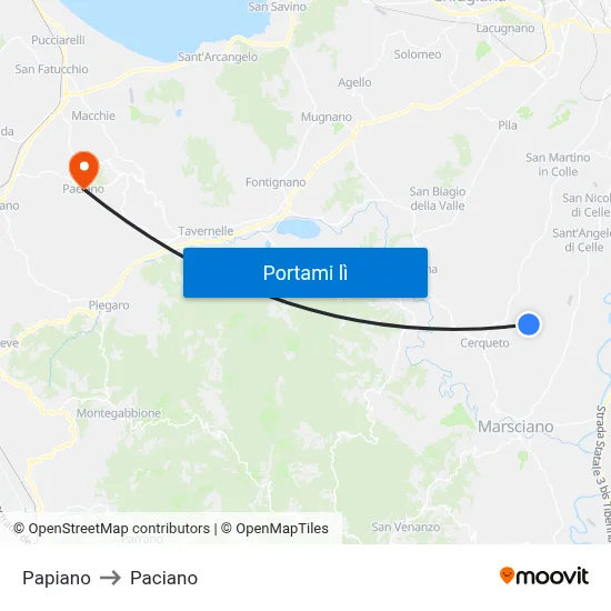 Papiano to Paciano map