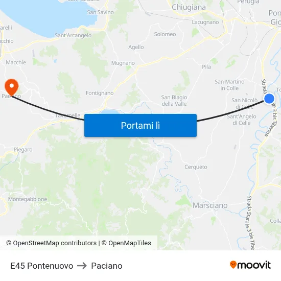 E45 Pontenuovo to Paciano map