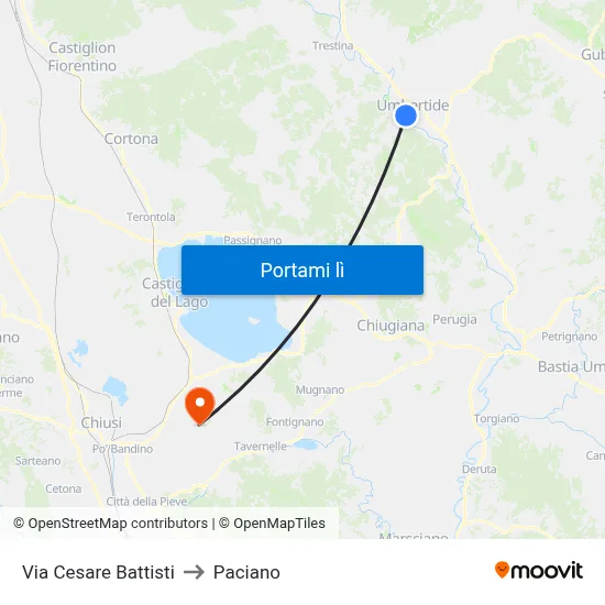 Via Cesare Battisti to Paciano map
