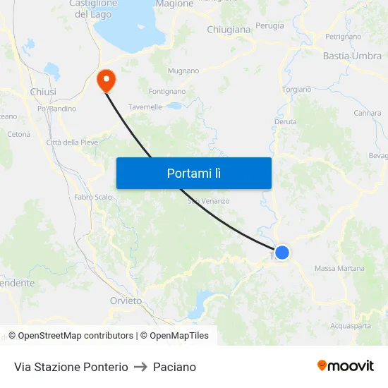 Via Stazione Ponterio to Paciano map