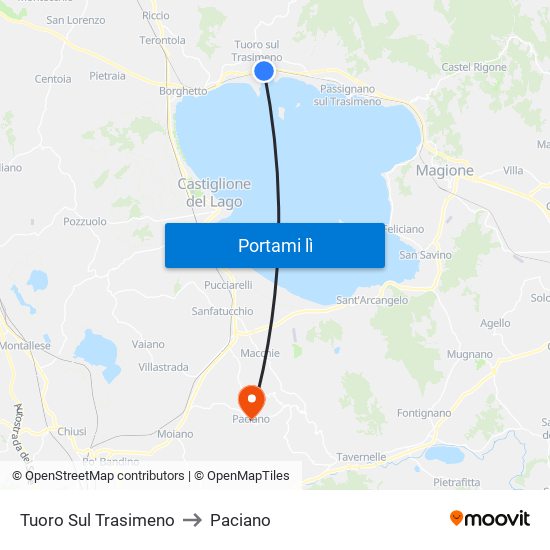 Tuoro Sul Trasimeno to Paciano map