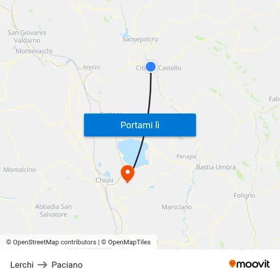 Lerchi to Paciano map