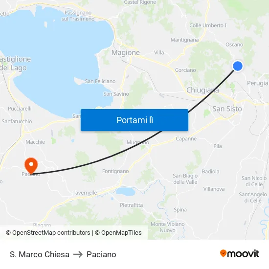 S. Marco Chiesa to Paciano map
